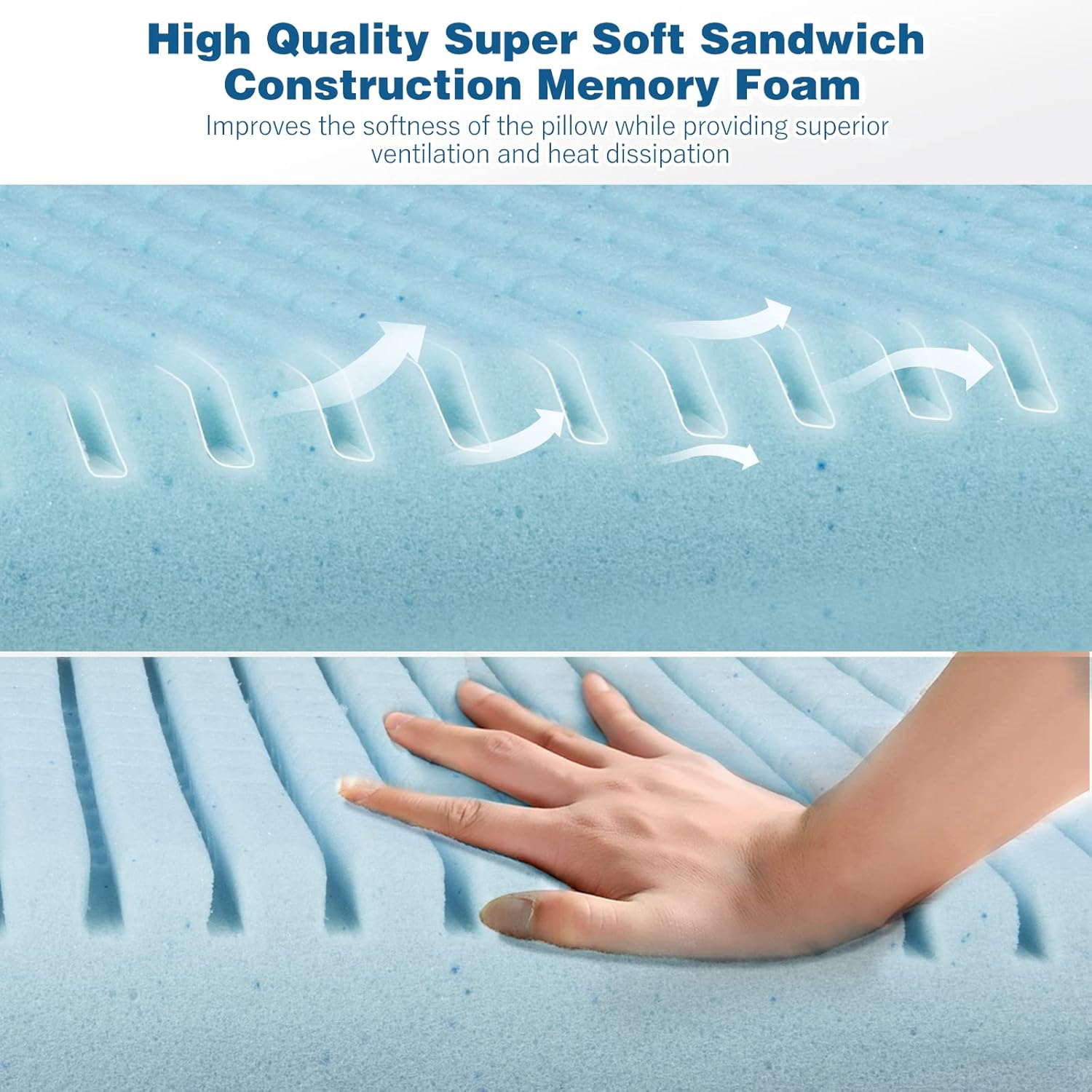 MASTERY MART Firm Pillow for Deep Sleep – Cooling Memory Foam, Adjustable Height, Standard Size, Ideal for Side, Back & Stomach Sleepers (25" x 16") - Image 6