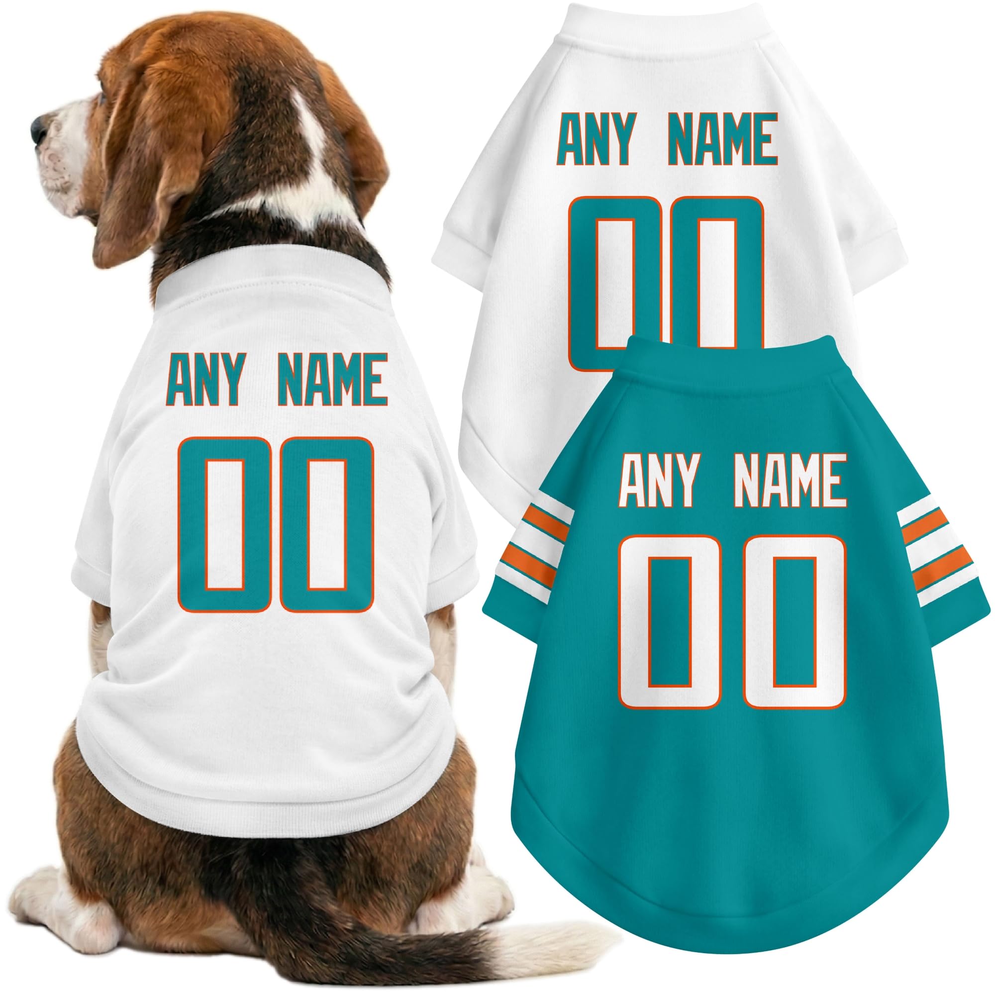 Miami Dog Clothes Jersey Style Custom Pet T Shirt with Personalized Name Number for Small Medium Large Dogs