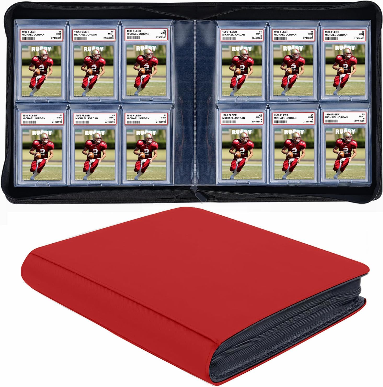 60 Pockets Graded Card Binder, Toploading PSA Slab Holder Album, PU Leather Graded Card Storage Binder, Premium 6 Pocket PSA Card Binder Album with Sleeves (Black)