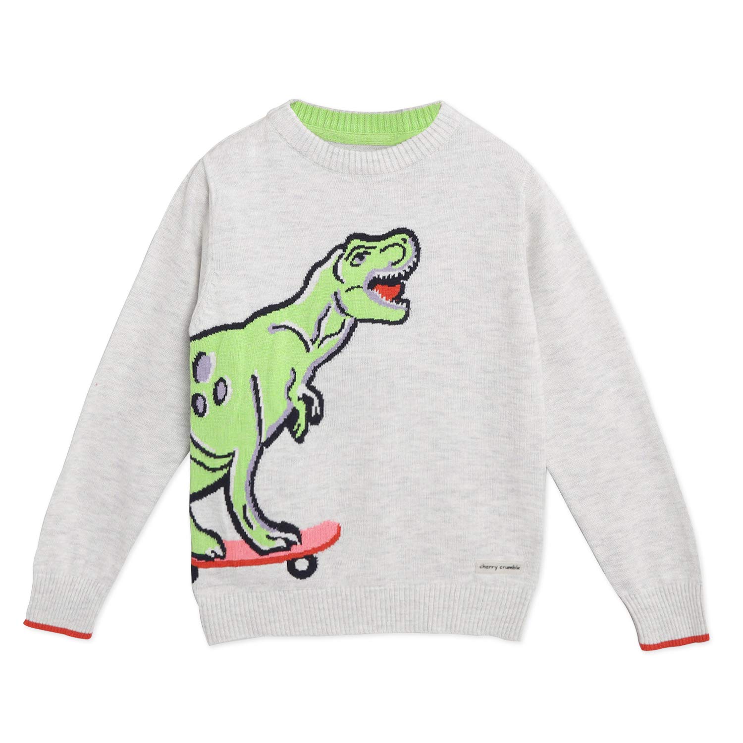 Cherry Crumble California Boy's Wool Sweater (WS-SWTR-9308_Light Grey_4Y)