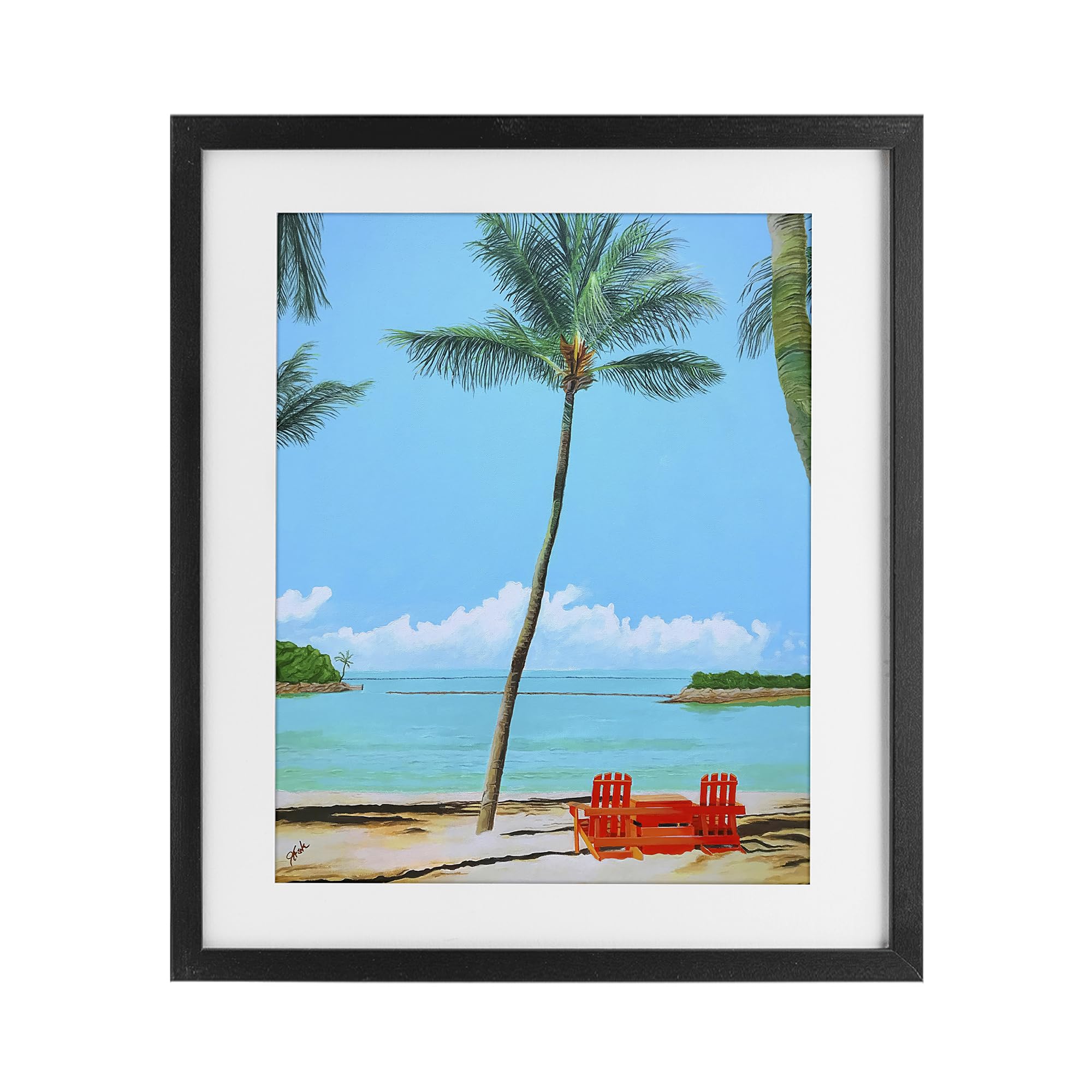 Stupell Industries Midnight Black (Textured) 'Dreaming Of Palm Trees', Framed Print Under Glass, Black, 13 X 16 Inches, Easy To Hang And Sturdy, Made In Usa, By John Jaster