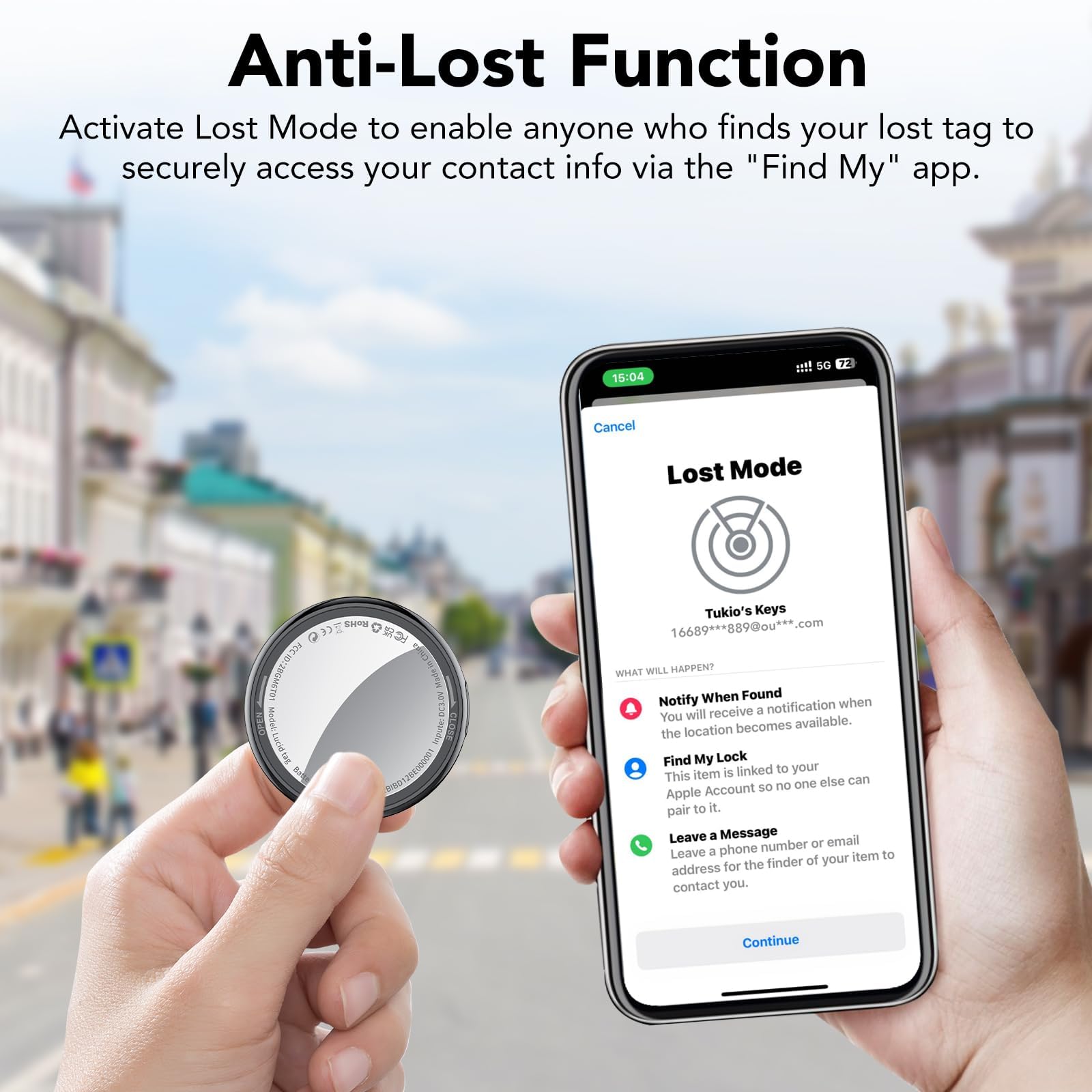 Air Tags-3 Pack Black, 5.3 Bluetooth Item Finder Compatible with Apple Find My APP (iOS Only), 100dB Beep Smart Tag Replaceable Battery, air tracker and Locator for Keys/Luggage/Bags/Wallets etc — view 6