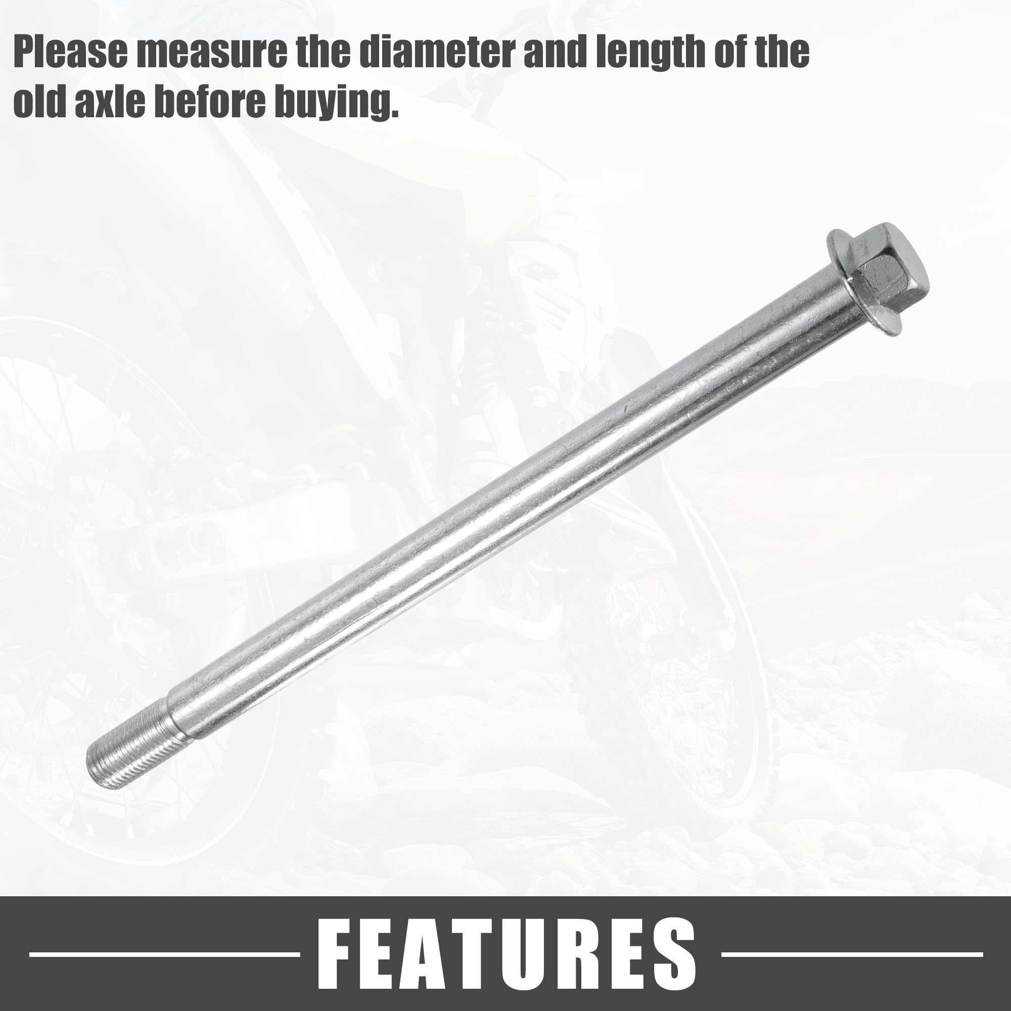 A ABSOPRO Essieu Avant Arrière 1 Kit Pour Moto Tout-Terrain Acier 230mm | Argenté, Alliage D'Acier, Avant Et Arrière, Bague 25x22mm, Bague 34x22mm, Diamètre 15mm, Scooter, Tout-Terrain