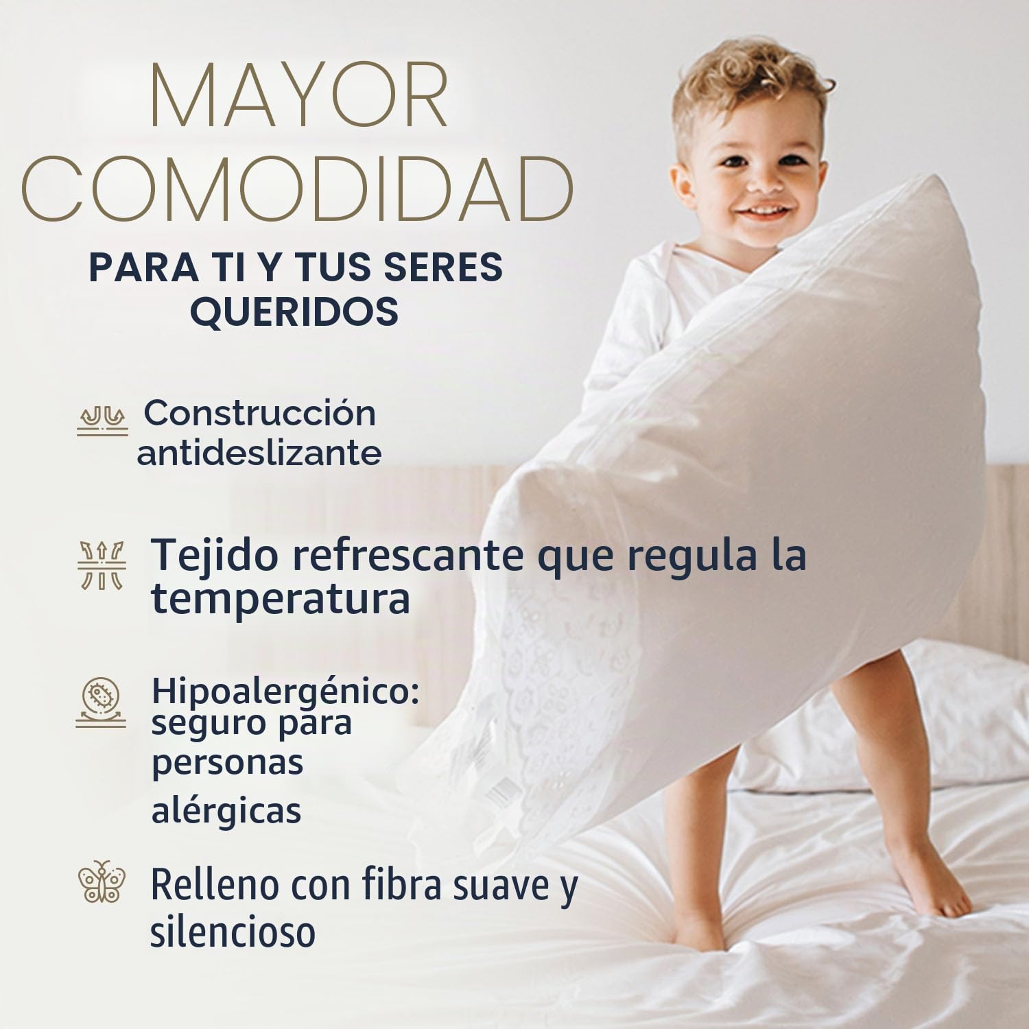 Digital Decor Juego de 2 Almohadas con Funda 100% de algodón y Relleno de Microfibra Hueca con Tacto de plumón, como Las utilizadas en hoteles. Fabricadas en Estados Unidos. 3 Niveles de firmeza