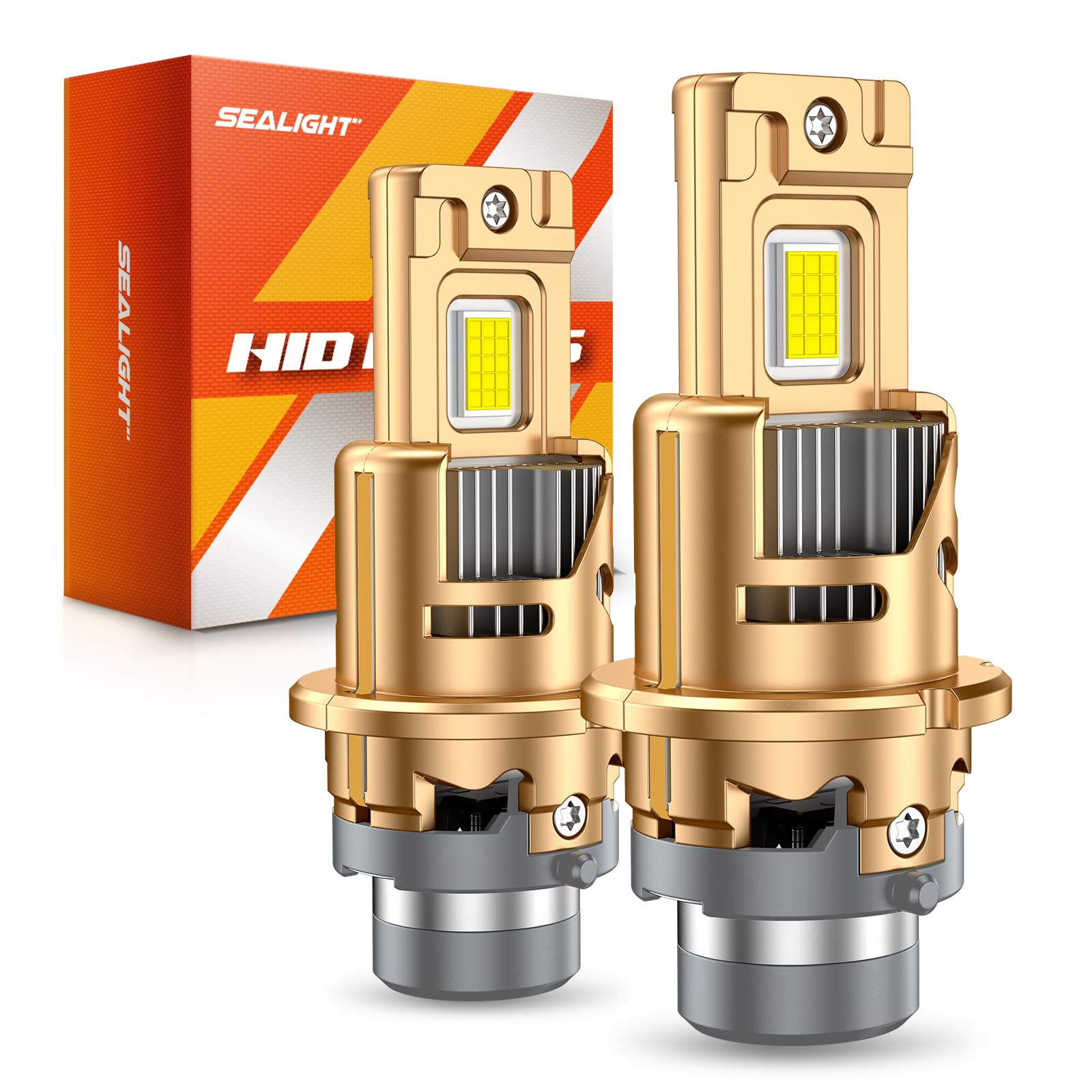 SEALIGHT D4S Bulbs 6500K Cool White Brighter 1:1 Mini Size Plug and Play HID Fog Lights Replacement, IP68 Waterproof 0.01s Instant Start Pack of 2