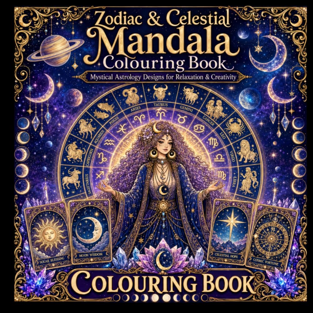 Zodiac & Celestial Mandala: Colouring Book