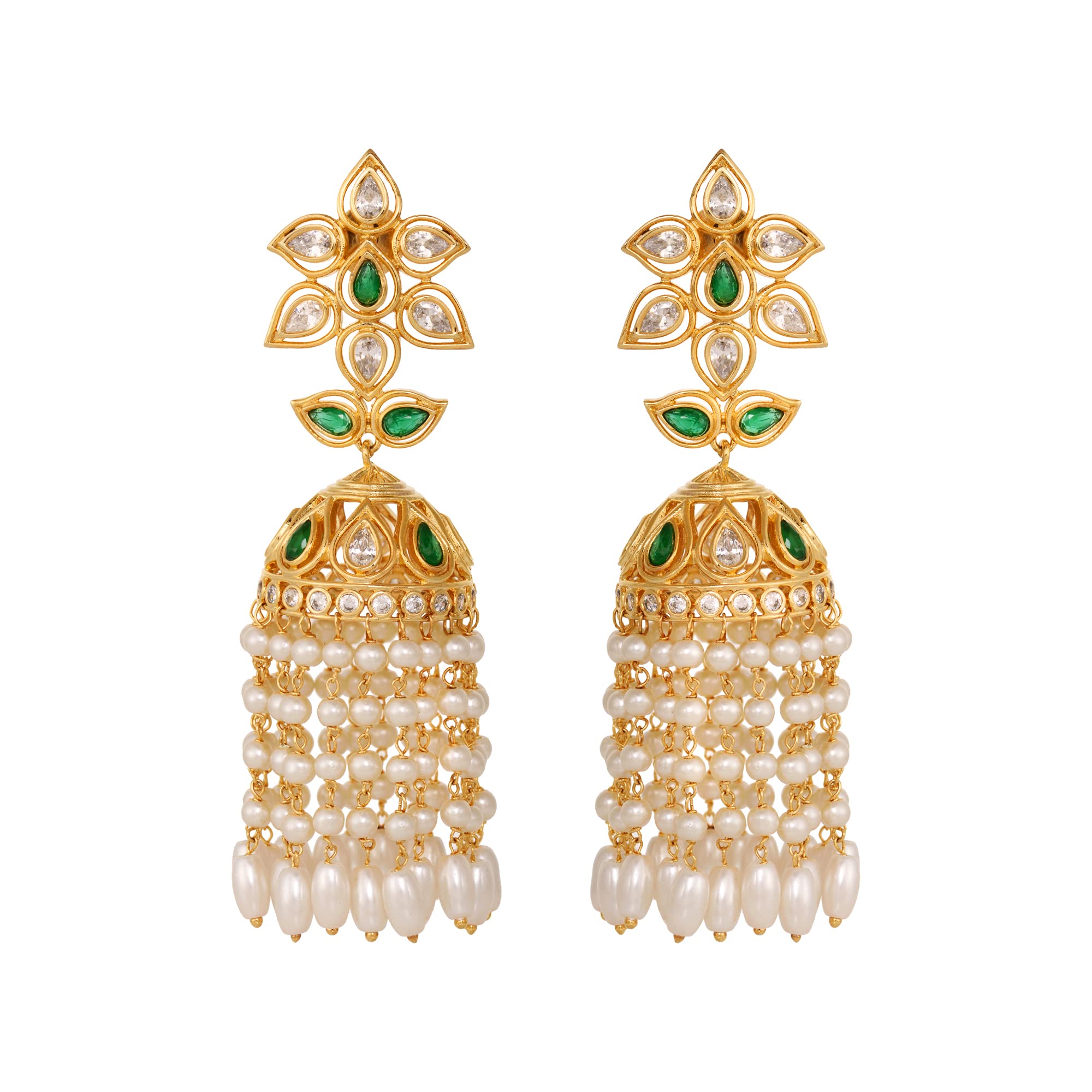 Saraf RS Jewellery- AD Studded Contemporary Pearl Drop Jhumki Earrings (B09LCVB8GG) Amazon Price History, Amazon Price Tracker