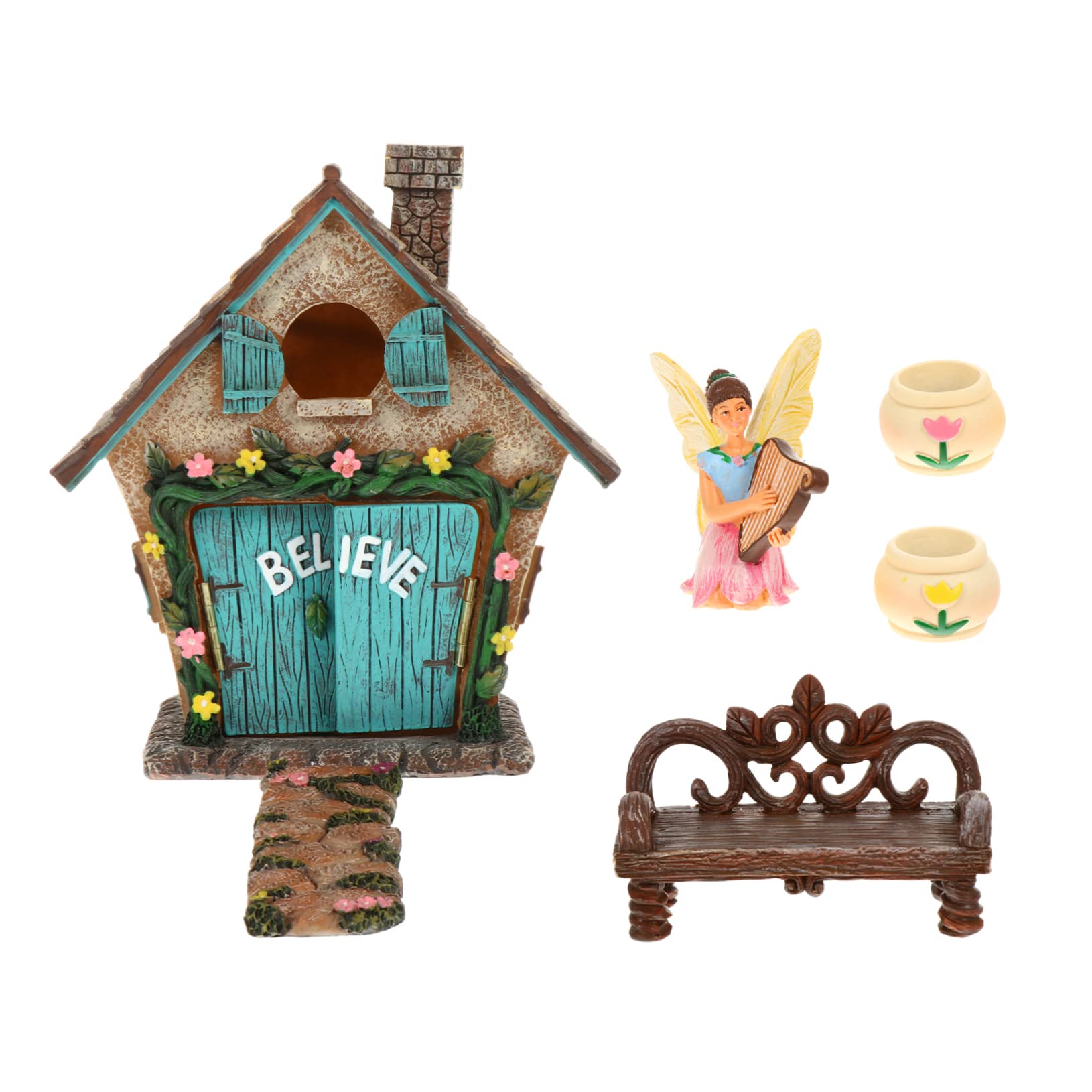 Kit maison de fée pour jardin extérieur de 6 pièces artisanales durables