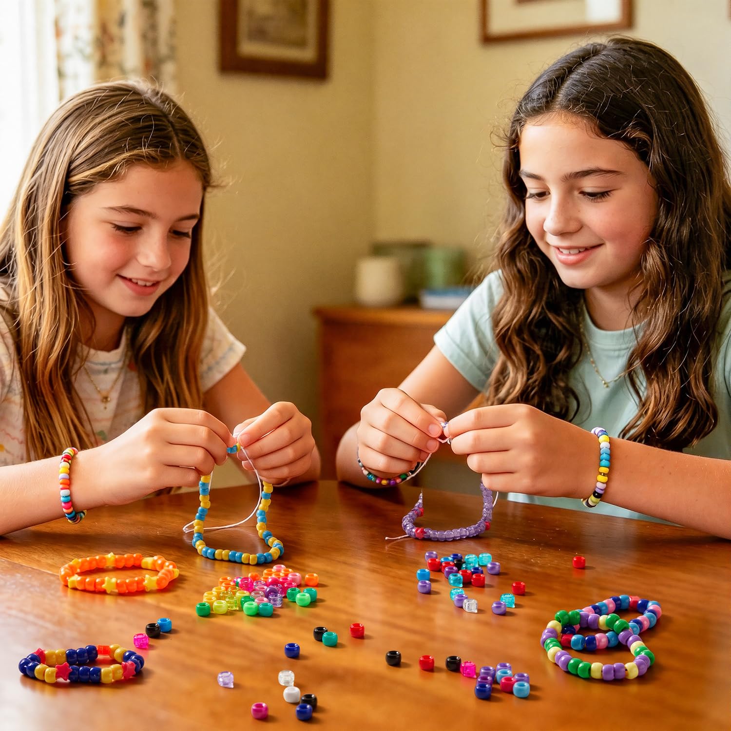 INSCRAFT Set di perline Pony da 9 mm, 3300 pezzi, in 23 colori, con lettere e stelle, corda elastica per la creazione di braccialetti e gioielli