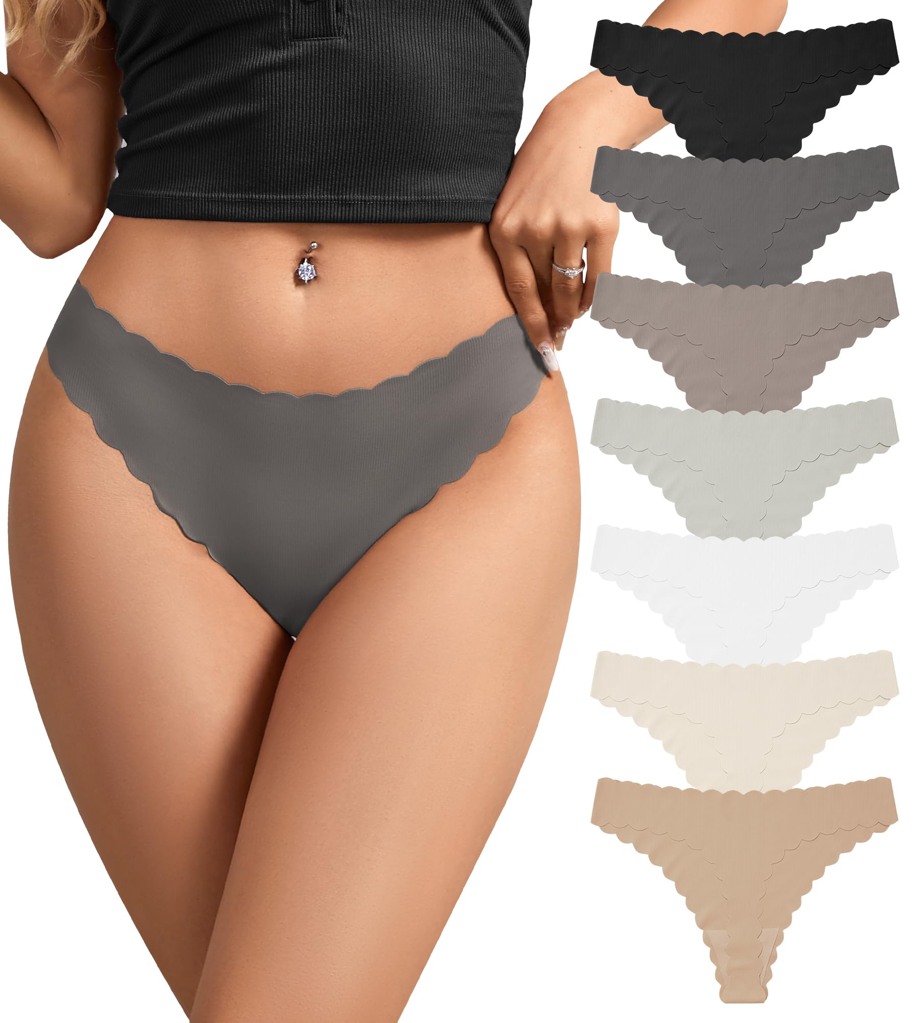 SHARICCA Nahtlose Unterwäsche Damen Seamless Strings Tangas für Damen Hipster Slips Sexy Bequem Unterwäsche Thongs Mehrfarbig (Mehrfarbig-7P05,S)