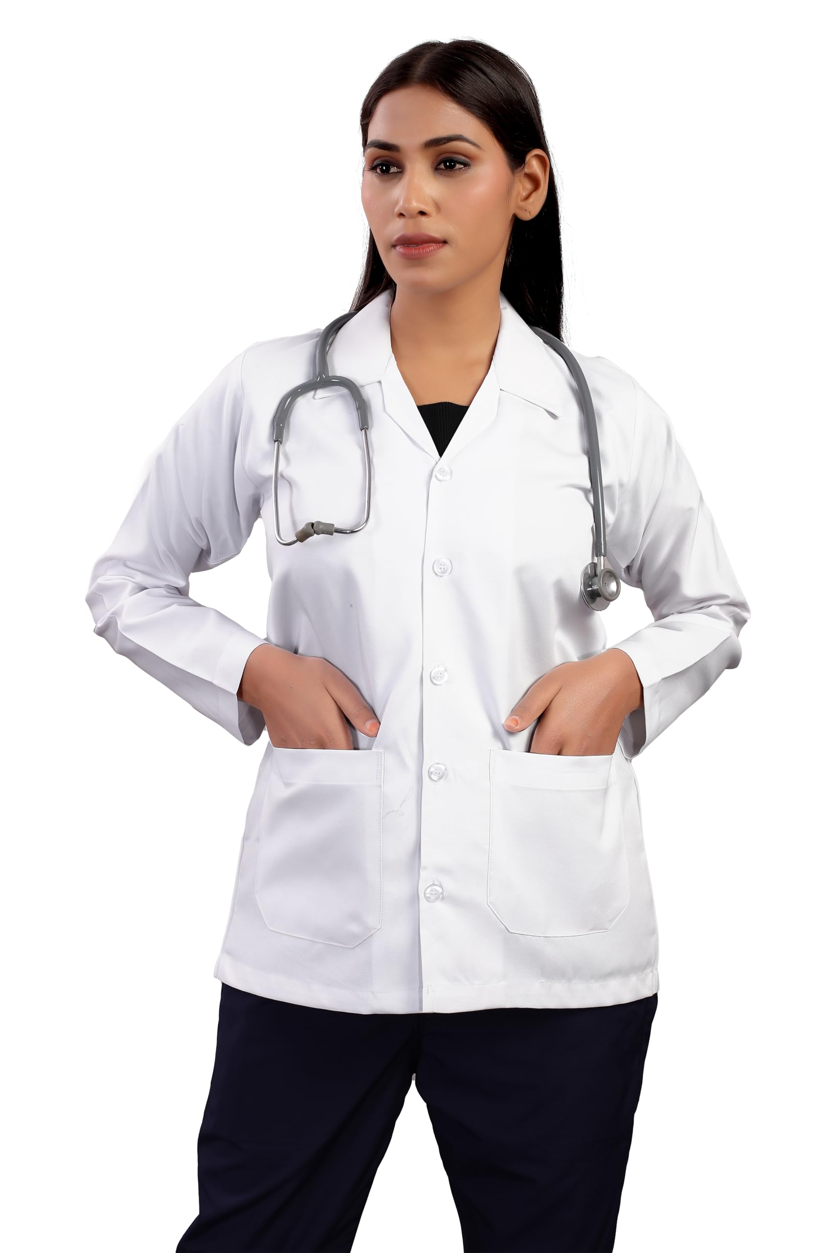 SUBA Polycotton Full Sleeves Professional Unisex White Lab Coat (S, Small) | Apron for Doctor Women/Men | Medical Student & Nurse Use | White Coat for Doctors Women | Full Sleeve Apron for Doctor