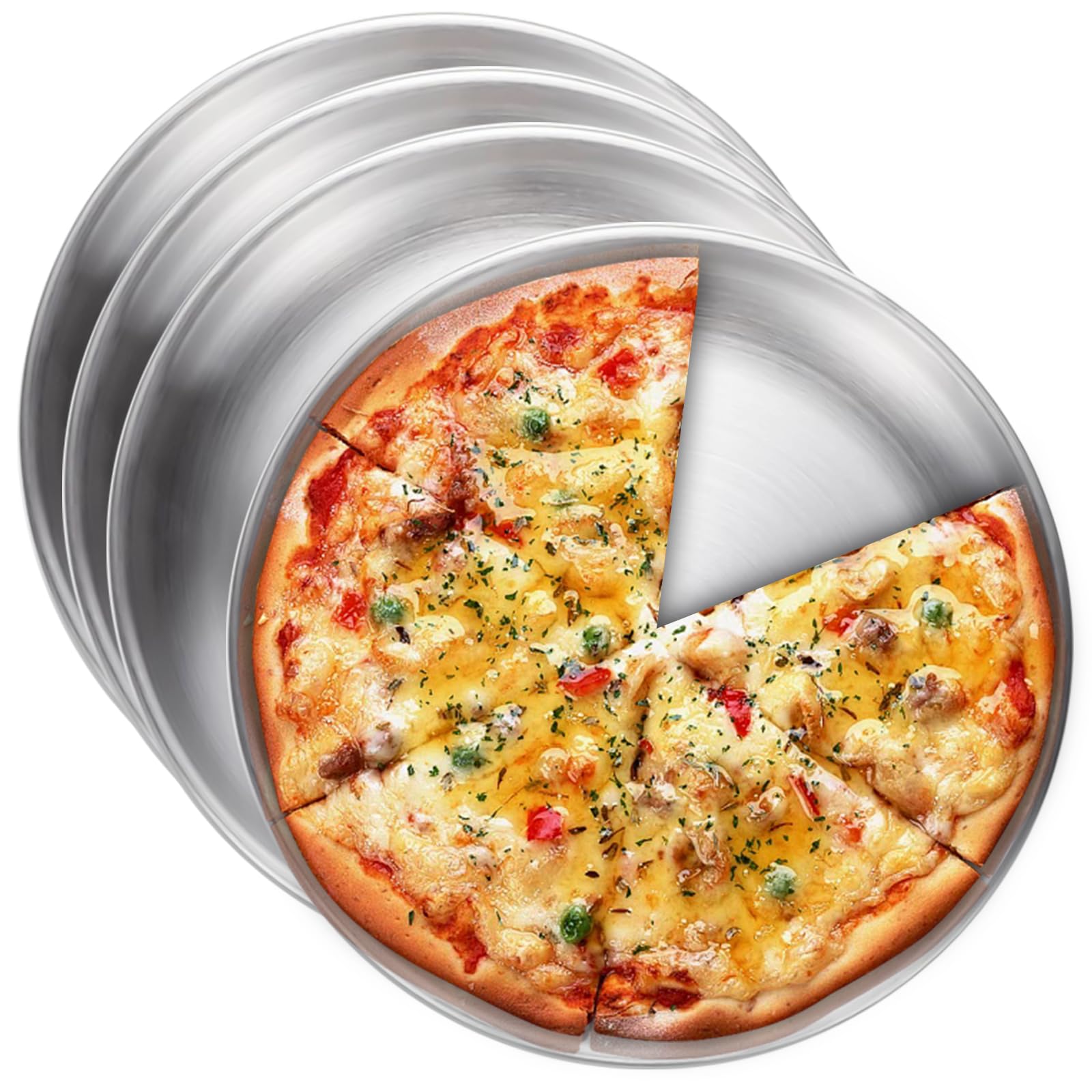 HaWare Pizzablik 4-delige set, roestvrij staal rond pizzavorm pizza-bakplaat, 30 cm pizzapannen voor oven bakken, gezond & duurzaam, gemakkelijk schoon te maken & vaatwasmachinebestendig