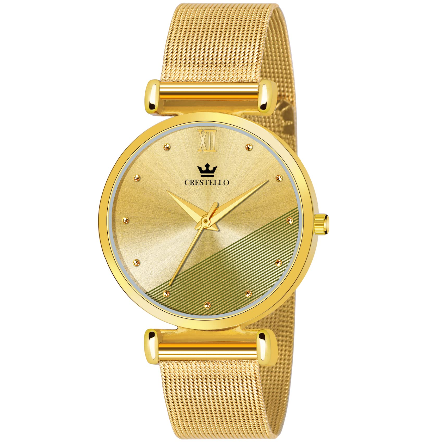 CRESTELLO Gold Plated Chain Analog Wrist Watch for Women CR108-GOLD-CH (B09TFQ3G6N) Amazon Price History, Amazon Price Tracker