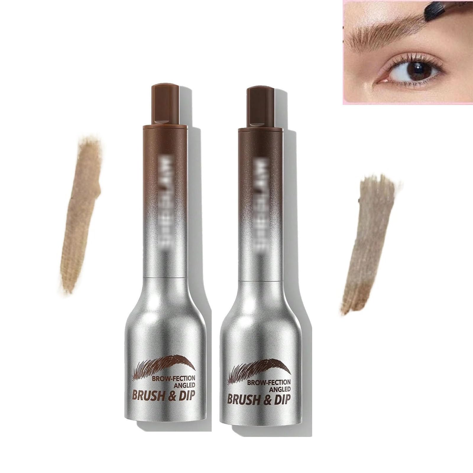 Maybelucky Eyebrow Brush, Brow-Fection Angled Brush,eyebrow tint dip-espresso/chocolate/auburn/taupe,Anti-Smudge Eyebrow Makeup Brush,Portable Matte Eyebrow Brush Kit (B+D)