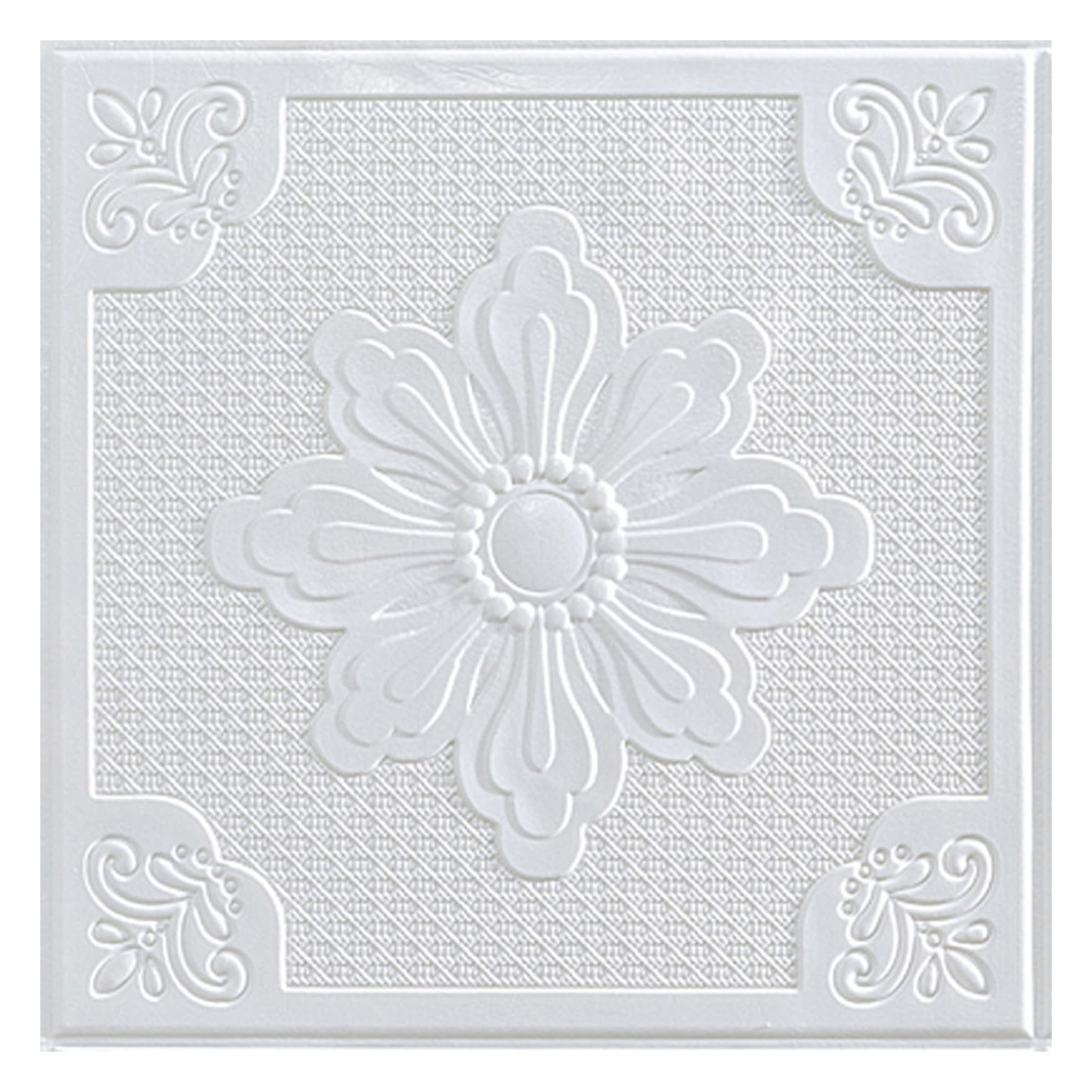 16PCS Foam Ceiling Tiles, 14x14 Inch Flower Design Drop Ceiling Tiles, Decorative Peel and Stick Ceilings Panels, Style 1, Peel and Stick