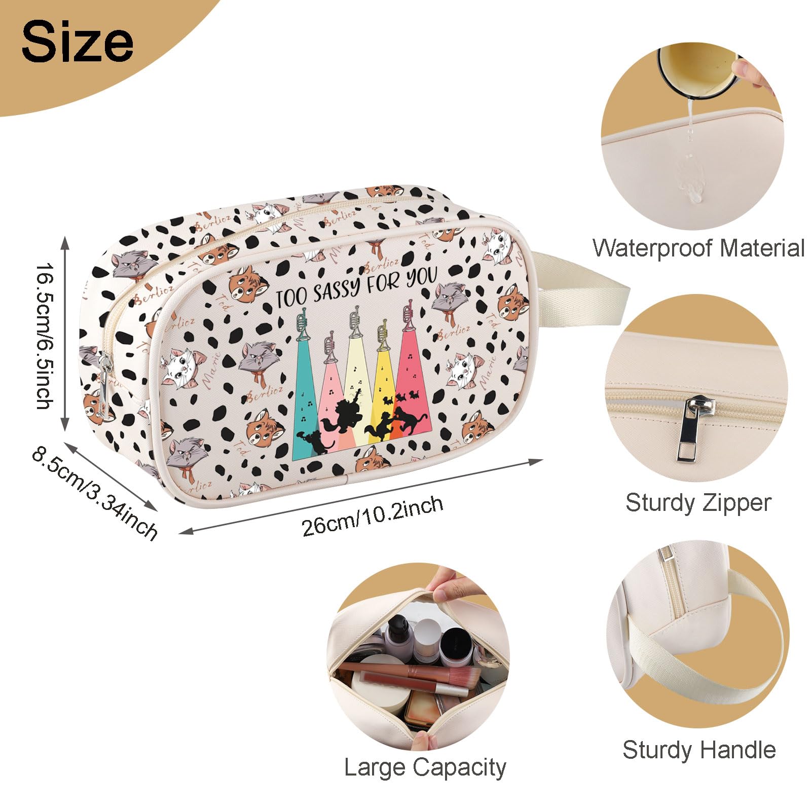 MEIKIUP Cartoon Cat Merch Marie Cat Clear Cosmetic Bag Marie Lady Gift Too Sassy for You Makeup Bag Travel Toiletry Storage Bag (Cartoon Cat Clear Bag-UK) - Image 2
