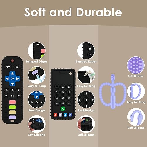 Miniatura 6 de Juguetes de dentición para bebés, juguetes de dentición con forma de control remoto, mordedor de teléfono celular para bebés, juguete masticable