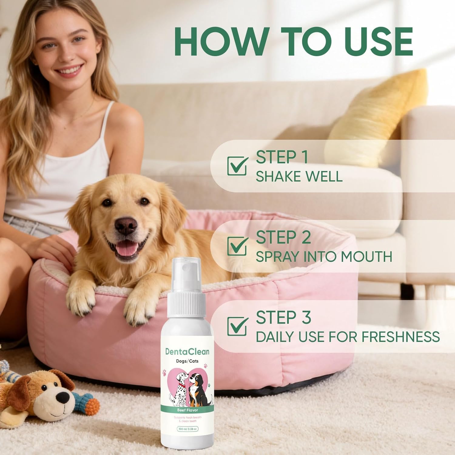Zahnspray für Hunde und Katzen, Paw-Guardian Dentalspray, entfernt Zahnbelag und Zahnstein ohne Zähneputzen, erfrischt den Atem, unterstützt die Zahnfleischgesundheit,2PCS