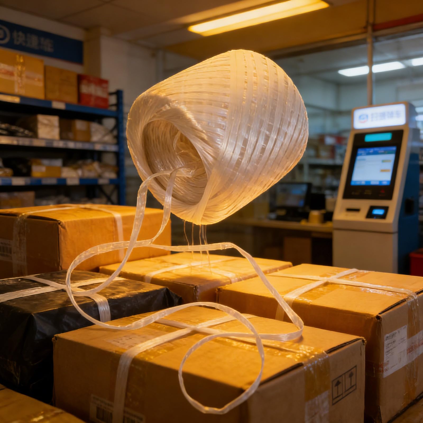 Alasum Corda di Plastica Filo Intrecciato Bianco per Imballaggio Resistente e Facile da Legare e Confezionamento Sicuro e Pratico per Uso Industriale