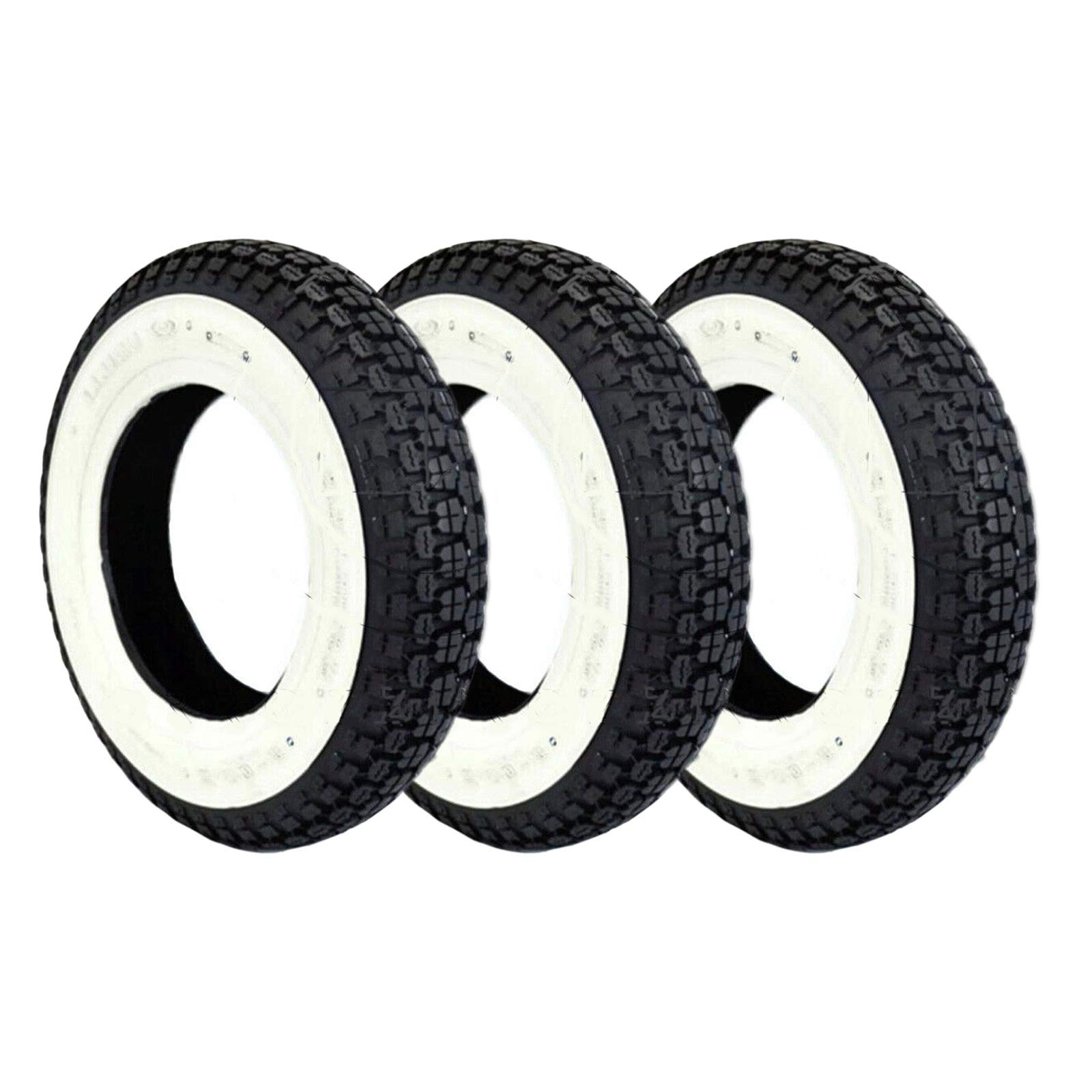 3 neumáticos cubiertas 3.50-10 compatibles con Vespa PX 125 150 200 Vintage banda blanca x rueda juego de neumáticos UNILLI