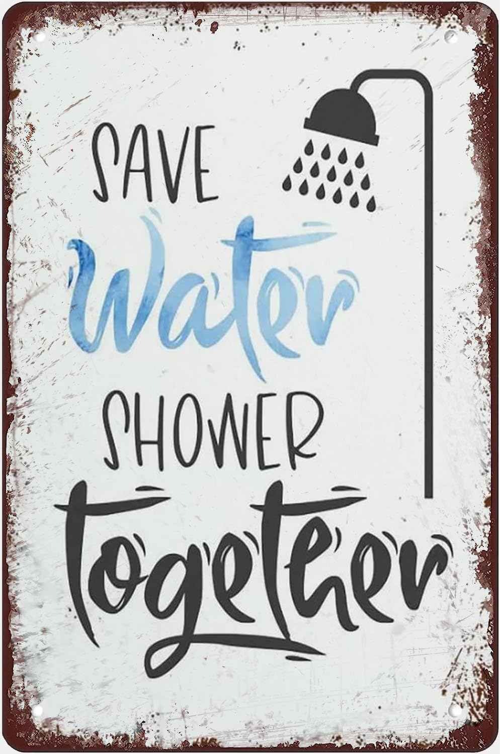 Pibonto Women's Wall Art Save Water Shower Together Metal Signs Vintage Bathroom Retro Poster Plaque Funny Decorations For Bar Pub Cafe Farm Room Office Wall Decor Gift For Men 8X5.5 Inch