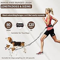 Vista 5 de Tails & Tales Correa de perro manos libres con bolsa para la cintura, soporte lumbar mejorado, correa reflectante elástica, cinturón ajustable