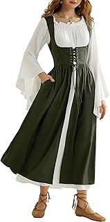 Women Renaissance Dress Peasant Medieval Dress Long Sleeve Maxi Dress - Buy now