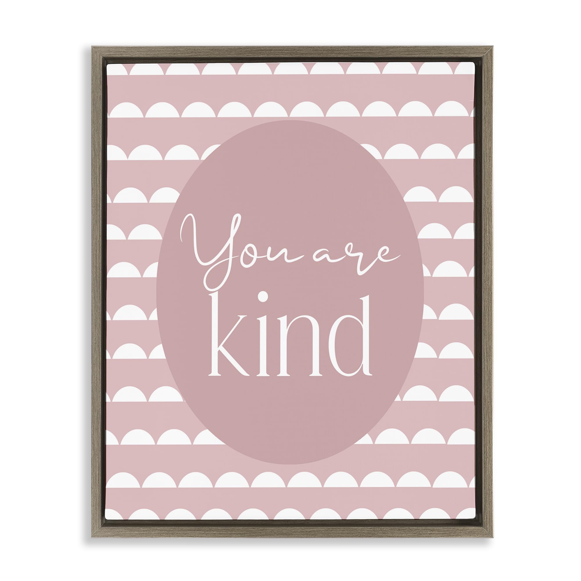 Stupell Industries 'You Are Kind Blush Pink', Floating Frame Canvas Art, Brown, 25 x 31 Inches, Easy to Hang and Sturdy, Made in USA, by Christine Simpson Art