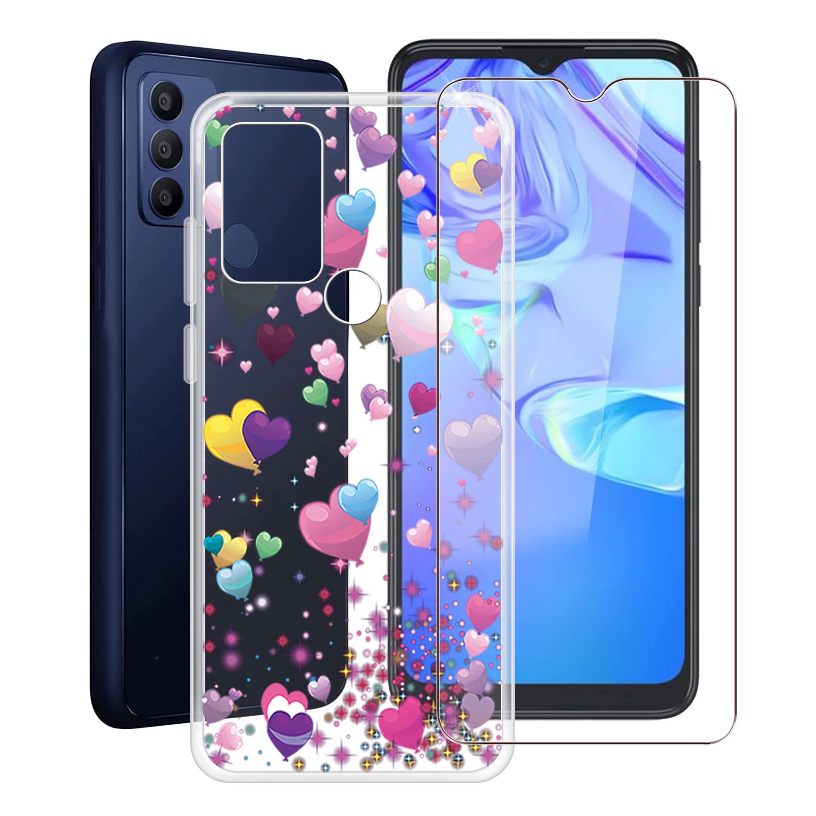 Cover + Vetro Temperato Per TCL 30 SE (6.52") - Custodia Trasparente Antiurto In Silicone Morbido, Kit Protezione Schermo Incluso
