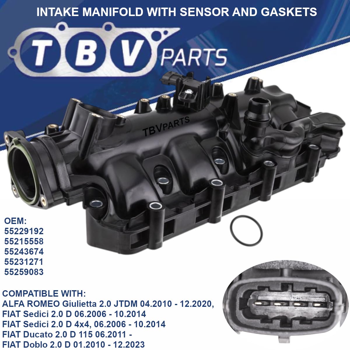 Collecteur d’admission compatible avec Fiat, Alfa Romeo et Suzuki 2.0 JTD / 2.0 Multijet – Références : 55215558, 55229192, 55231271, 55243674, 55259083, 802009463707