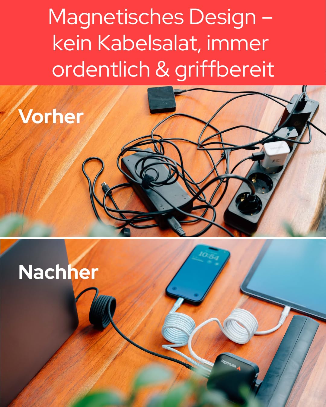 Verbatim Sync & Charge Cable USB-C To USB-C 100W Magnetic 120 Cm - Noir