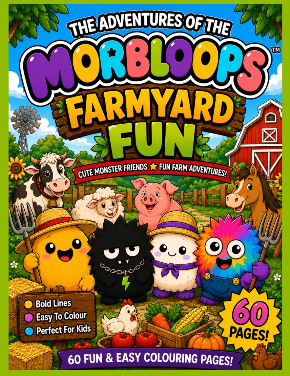 The Adventures of the Morbloops™ Farmyard Fun: Cute Monster Friends on a Farm Adventure | Fun & Easy Farm Animal Colouring Book for All Ages with Bold ... Pages, Tractors, Barnyard Fun & Cute Animals