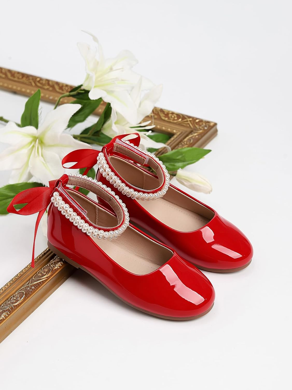 Girls Dress Shoes Bowknot Wedding Party Flat Shoes for Toddler/Little/Big Kids - Image 2