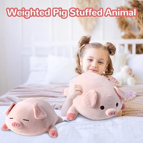 Miniatura 2 de Animal de peluche con peso de 19.6 pulgadas, lindo juguete de peluche con peso de cerdo para niños y adultos, regalo de ansiedad, almohada de