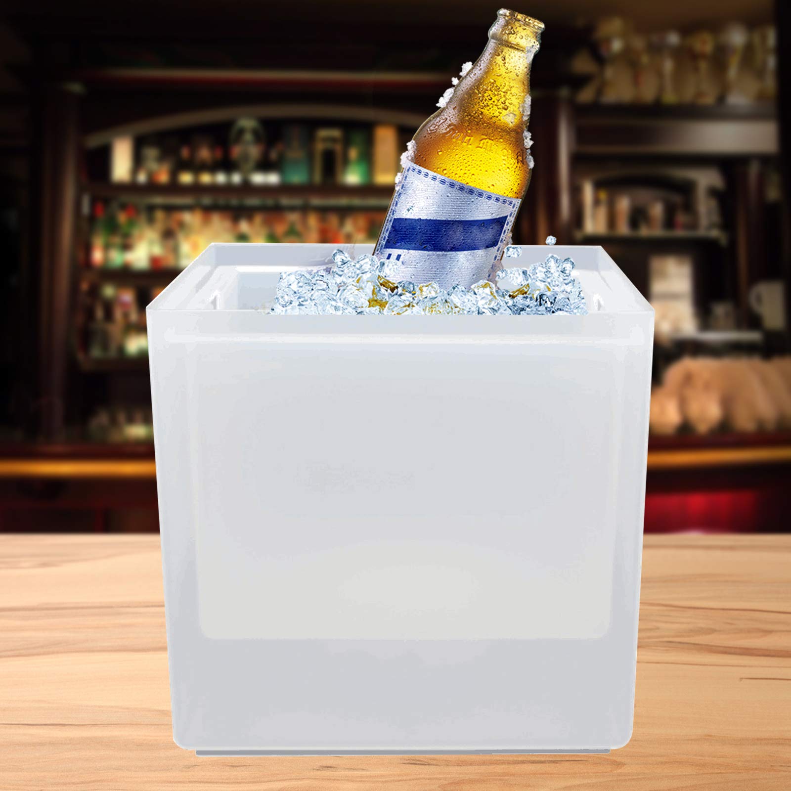 Secchiello per ghiaccio a LED, 3,5 l, per vino, bevande, luce fredda, 6 colori, con collezione di acqua di fusione