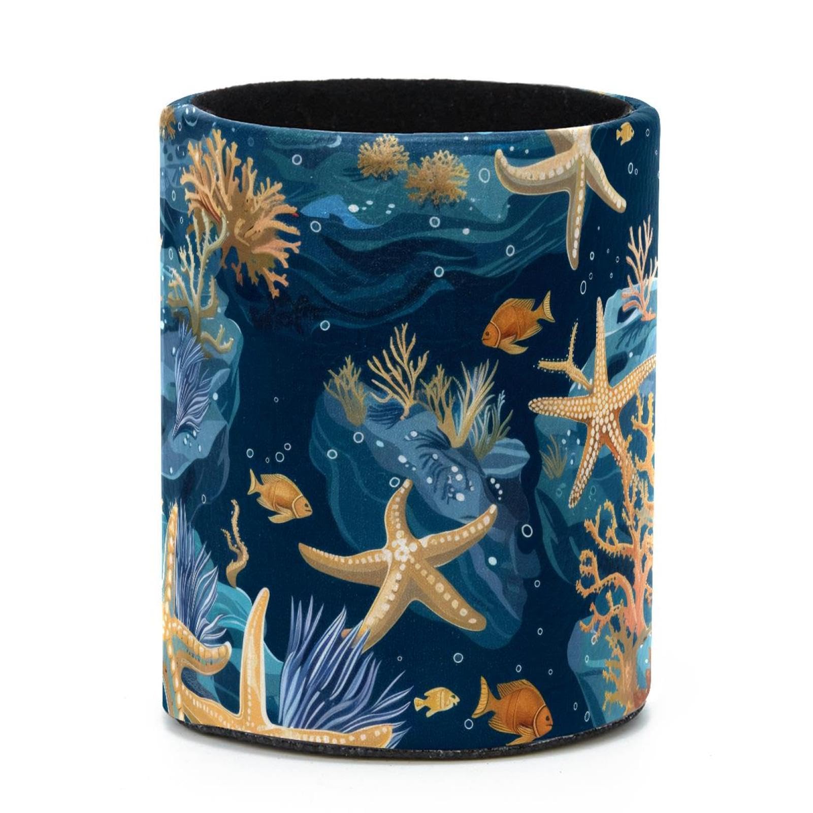 VAPOKF Round Pencil Holders for Desk, Coral and Starfish Pen Holders Pen Pot Makeup Brushes Storage Desktop Stationery Supplies Organiser for Home Office