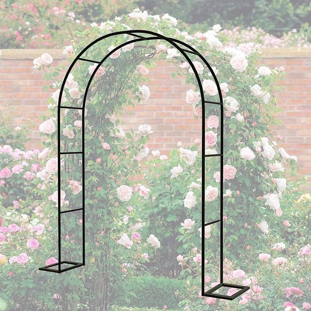 Entryway Garden Arch Arbour Metal Pergola Arbor, W180xh220cm W240xh220cm Strong Anti-Rust Tubular Trellis, for Climbing Plants Bridal Party Decoration,Black,W2.4M*H2.2M