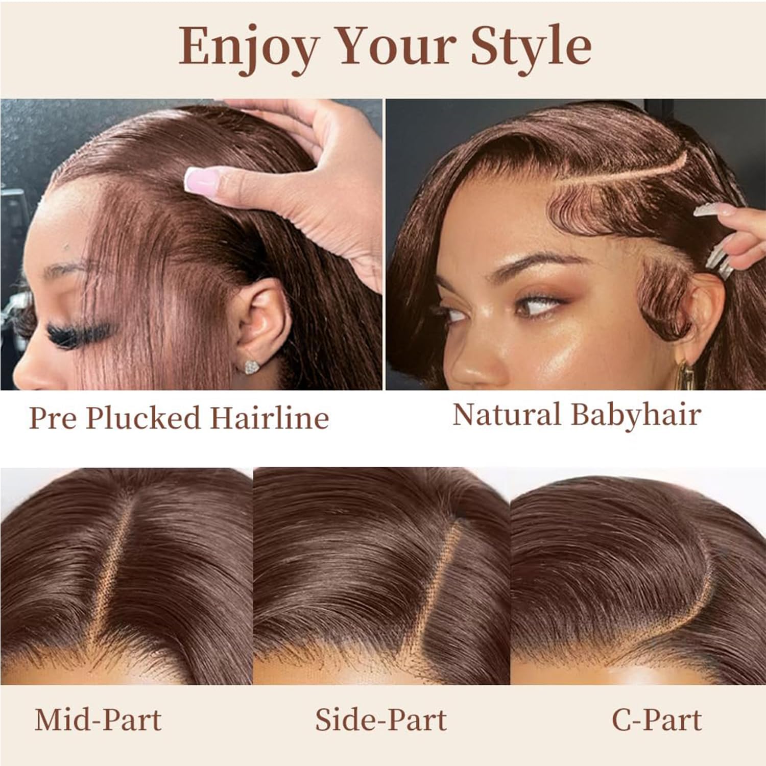 13x6 HD Lace Front Wig Human Hair, Pre-Plucked Straight Brazilian Virgin Hair
