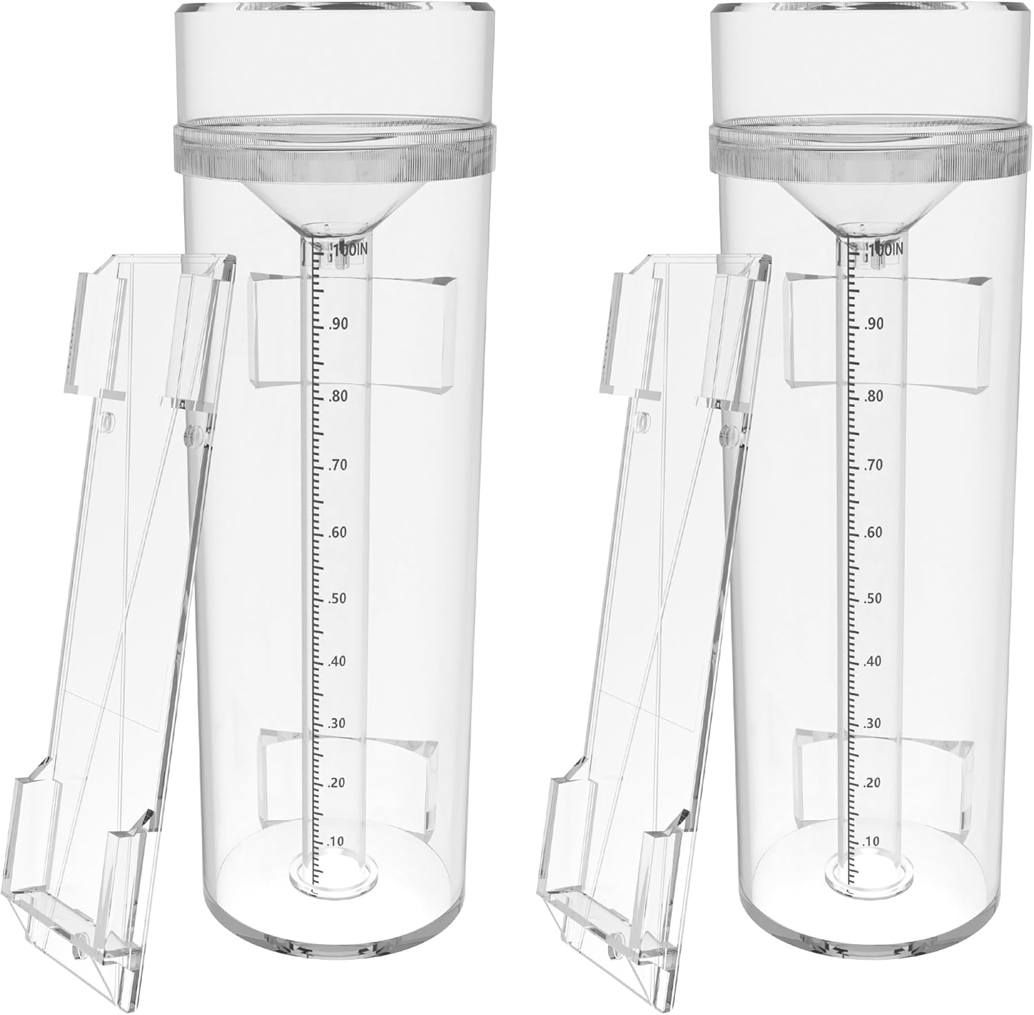 Outdoor Rain Gauge and Snow Professional Stratus Long Term, Made of UV and Heat Resistant Polycarbonate Material for All Weather Conditions with Precise Mounting Bracket 2PCS