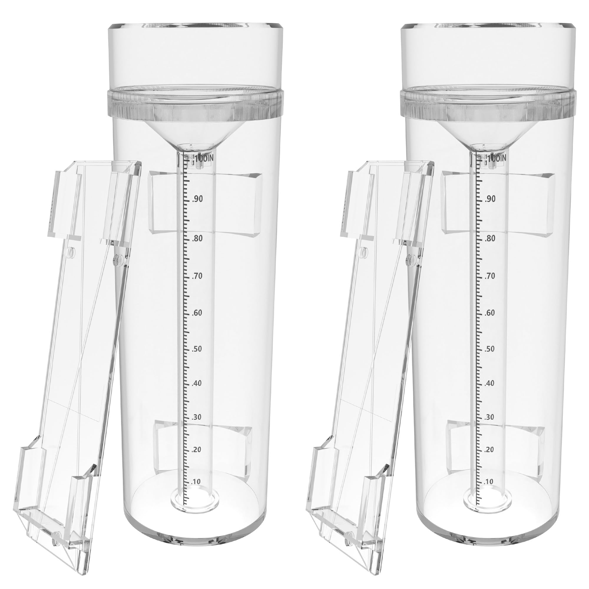 LightJay Outdoor Rain Gauge and Snow Professional Stratus Long Term, Made of UV and Heat Resistant Polycarbonate Material for All Weather Conditions with Precise Mounting Bracket 2PCS