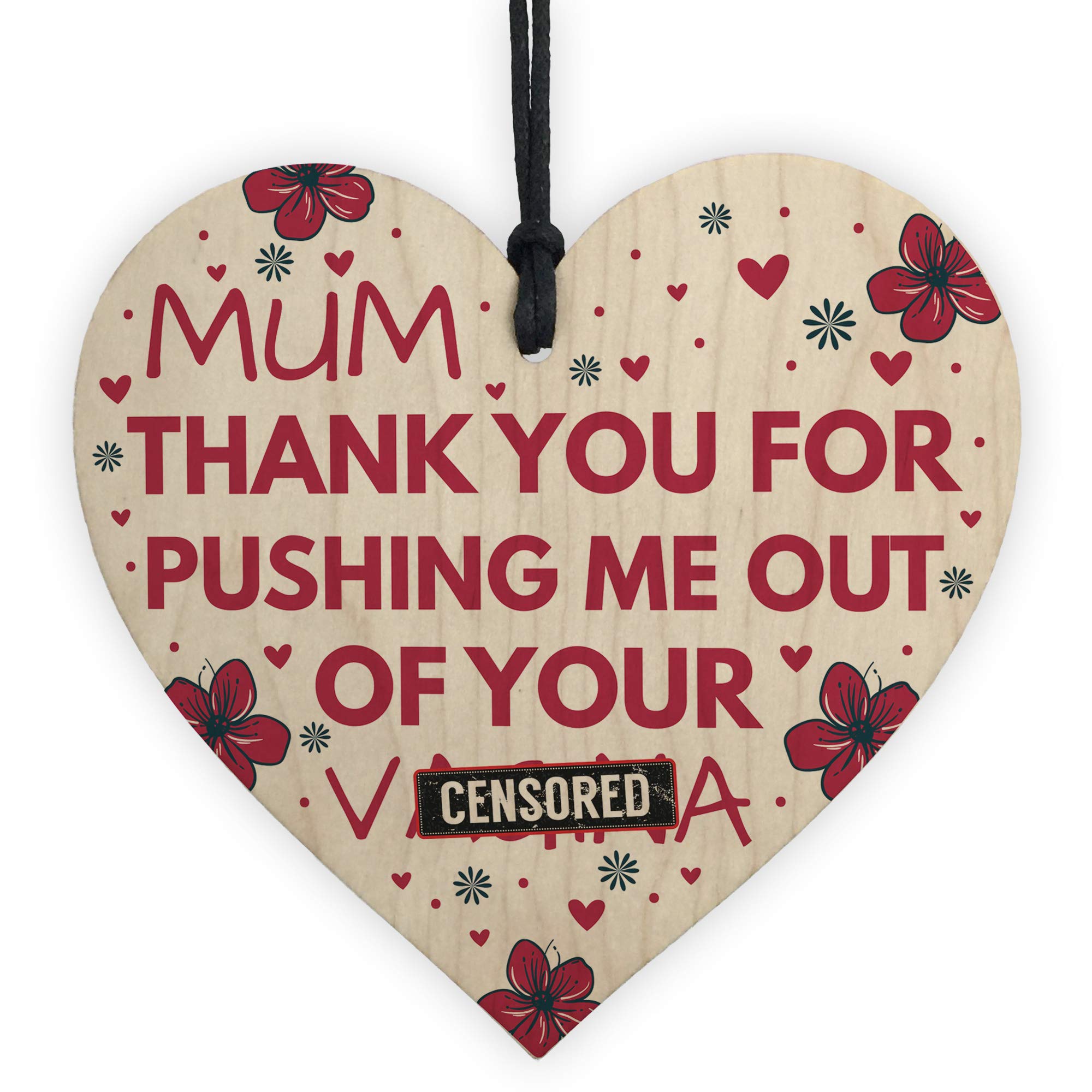 Red Ocean Rude Mum Gift For Birthday Novelty Mothers Day Present Wooden Heart Sign Mum Gift From Daughter Son