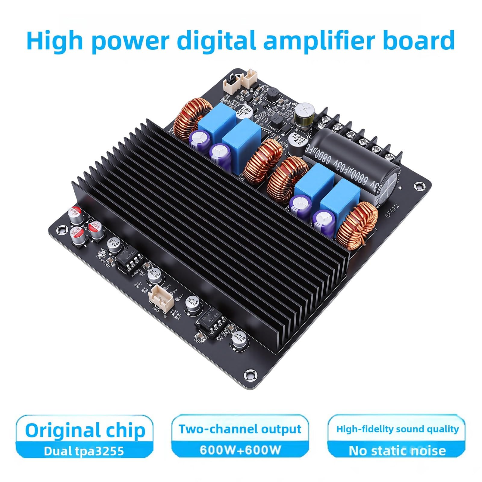 Yunseity Scheda Amplificatore TPA3255 Modulo Digitale Dual Core da 1200 W, Tecnologia MOSFET da 85 MR per Sistemi Home Theatre Che Supportano Altoparlanti da 2-16 Ohm e Uscita Stabile