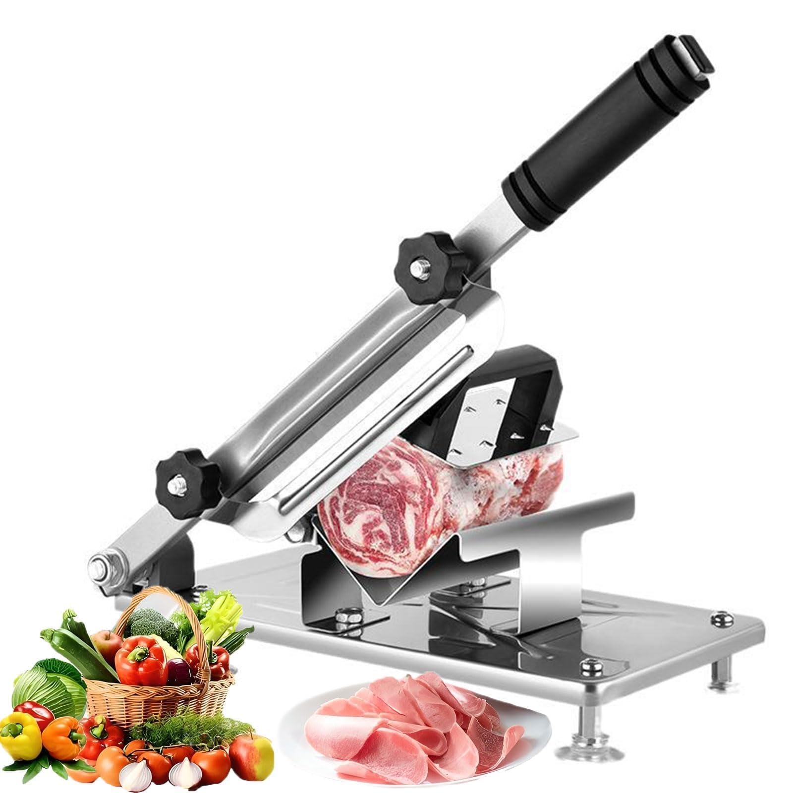 Eiwitany Stainless Steel Manual Frozen Meat Slicer with Detachable Cutting Blade, Ideal for Slicing Beef, Mutton Rolls and Bacon