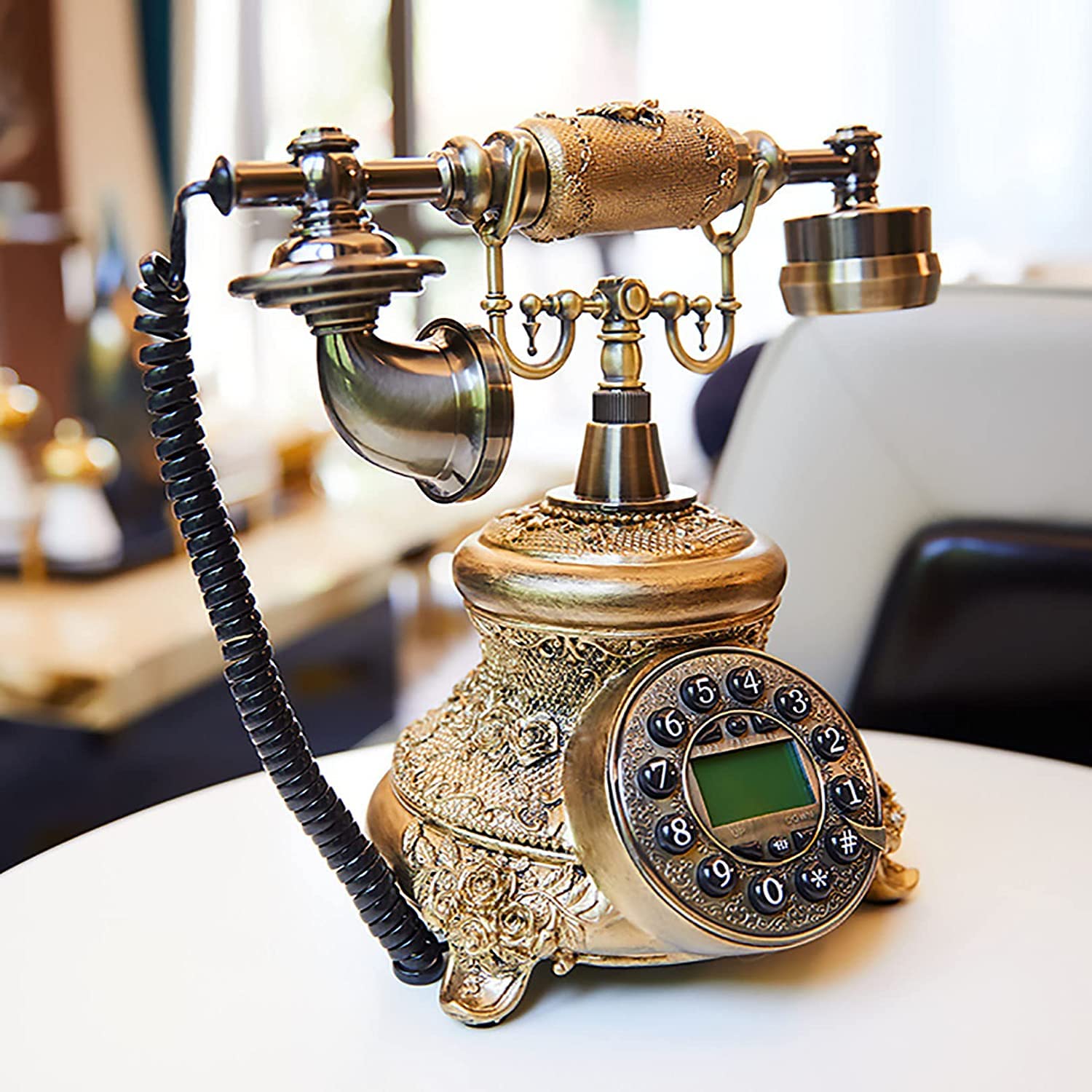 Téléphone fixe vintage à touches appareil filaire rétro pour hôtel et maison