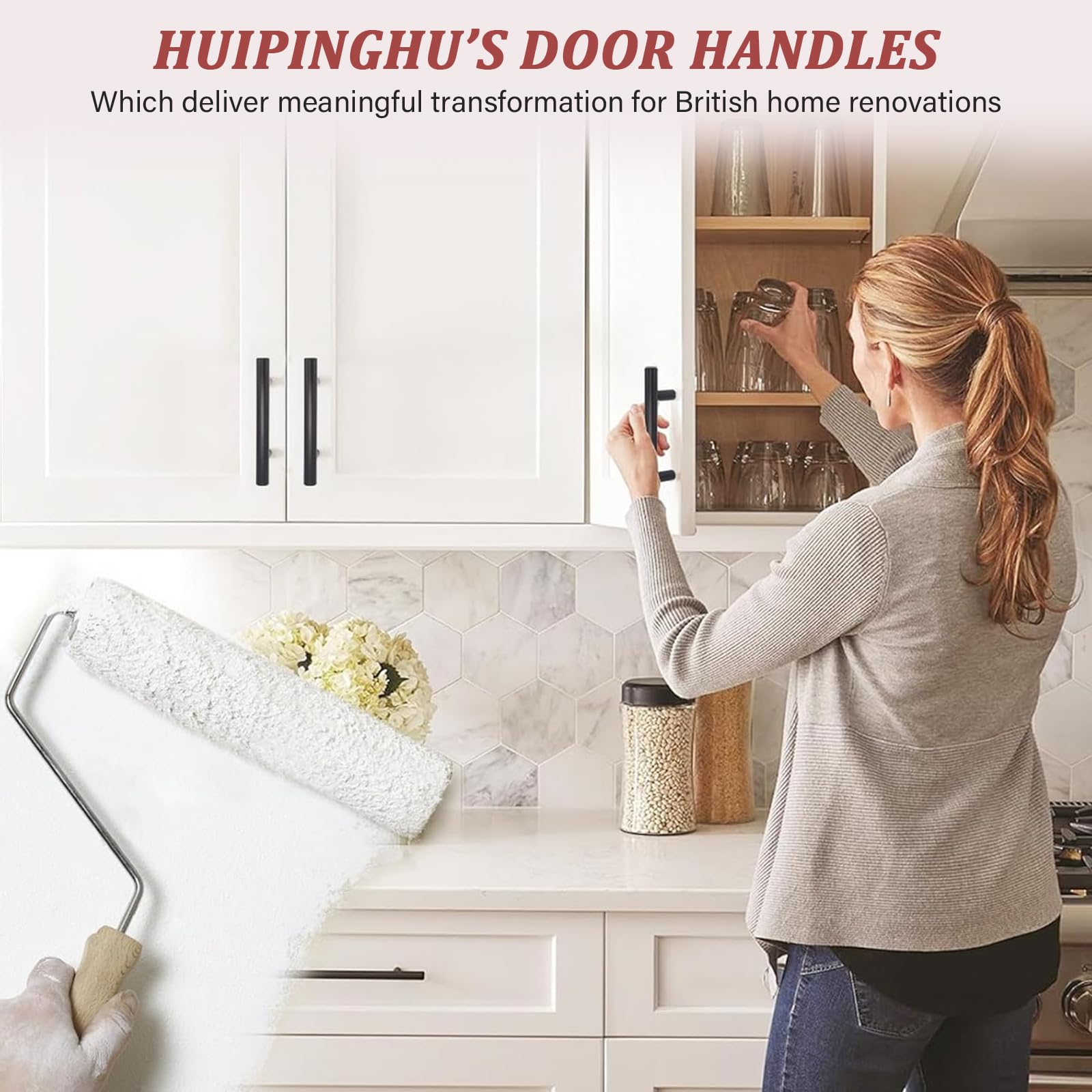 huipinghu 15-Pack 96mm Matt Black Cabinet Handles - Image 3