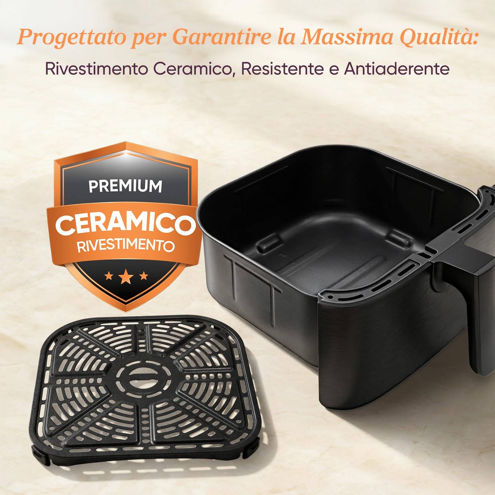 COSORI Friggitrice ad Aria CP158 5,7L Cestello Originale, Rivestimento Ceramico No PFAS, Accessori di Ricambio per Air Fryer CP158-AF, Antiaderente, Lavabile in Lavastoviglie, Grigio