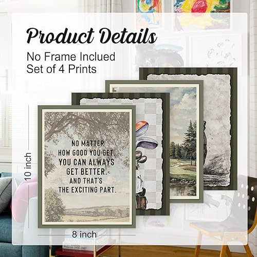 Miniatura 2 de Wheatwin Golf Sports Inspirational Wall Art Decor, Motivational Poster Prints, Rustic Retro Landscape Sports Wall Decorations for Playroom Boys