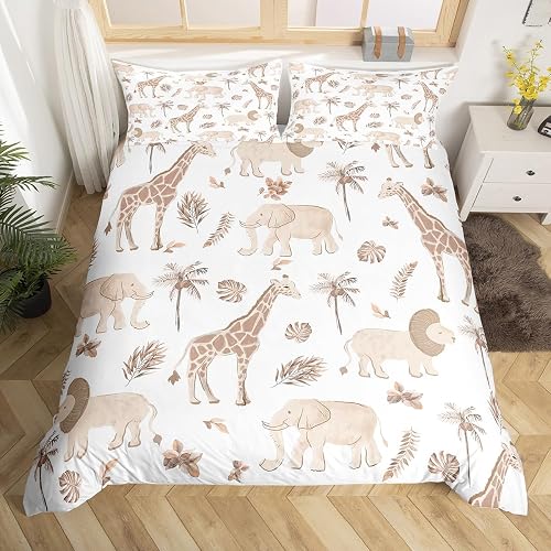 Animaux de la Jungle Housse de Couette 140x200cm Eleph Loussiesd