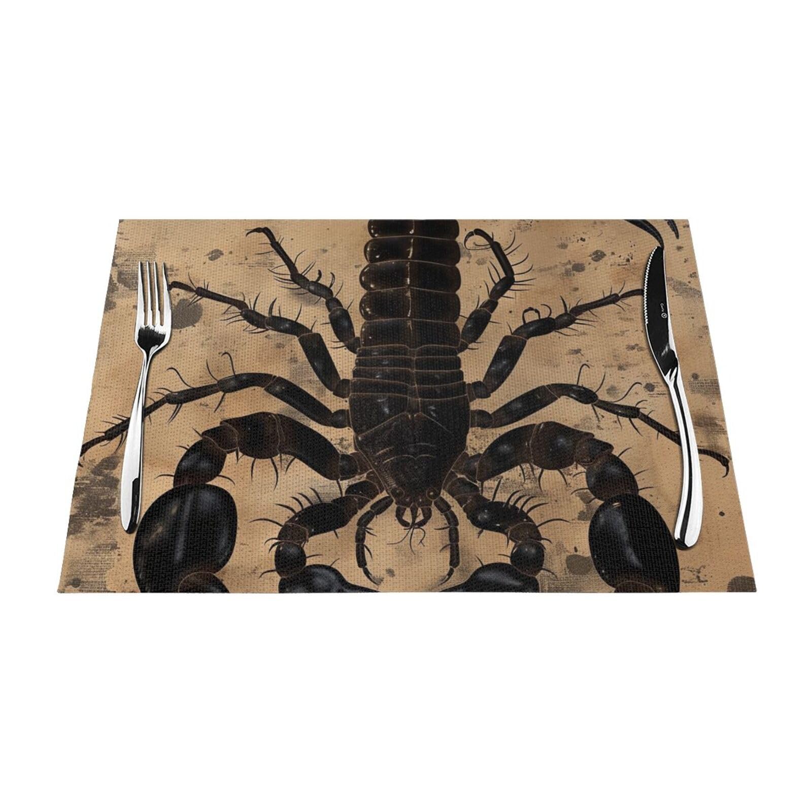 Scorpion Printed PVC Placemat 4 PCS for Kitchen Dining Table Heat-resistand Washable Table Mats 18x12 in
