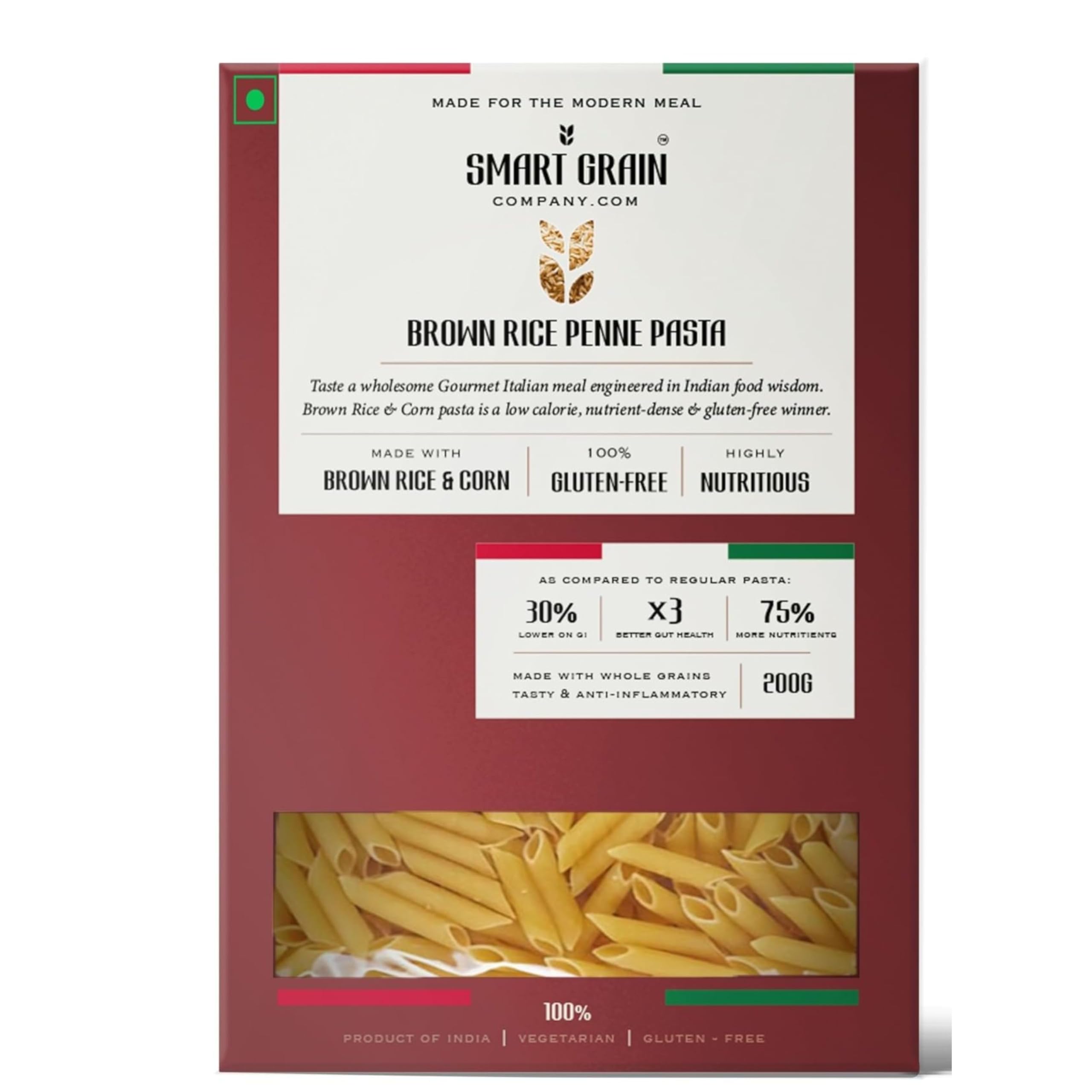Smart Grain Company Brown Rice & Corn Penne Pasta | Gluten-Free, High Protein & High Fiber Healthy Pasta | 200g Pack-image-22